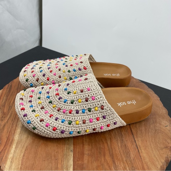 The Sak Bolinas beige crochet beaded clog mules size 7 - Picture 3 of 7